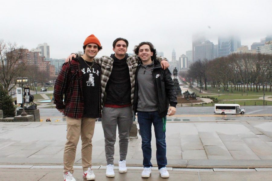 Seniors, Thomas Valenti Jr., Bryan Bellantoni, and Michael Pepe are ecstatic at the top of the famed Rocky Steps at the Philadelphia Museum of Art. With the wind in their hair and such a beautiful overcast, they can’t help but smile and feel like they’re on top of the world just like Rocky.