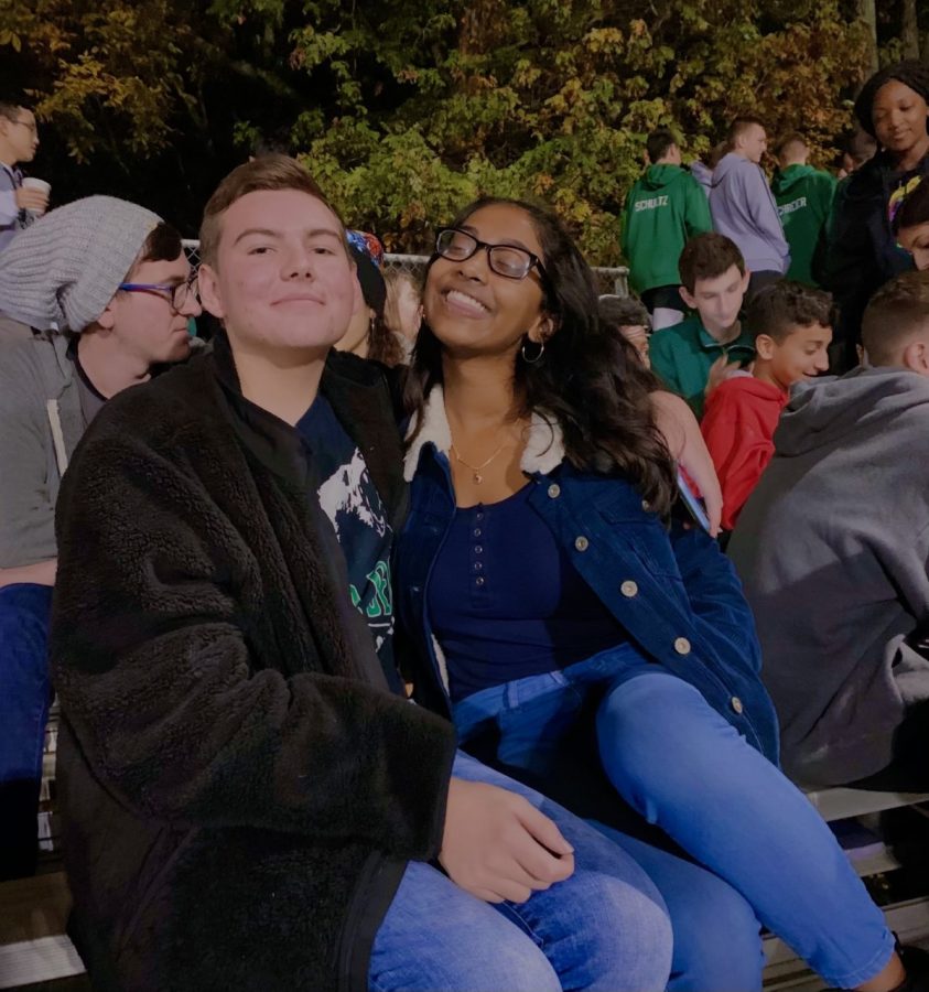 Dinsuha Desilva, 12, pictured with Mathew Minikel, 12, says this senior year is one of a kind for sure. Im still hopefully for a memorable end of high school but, in the meantime, Im really missing the Friday nights spent with my friends at EBHS football games. (Pre-pandemic Photo)