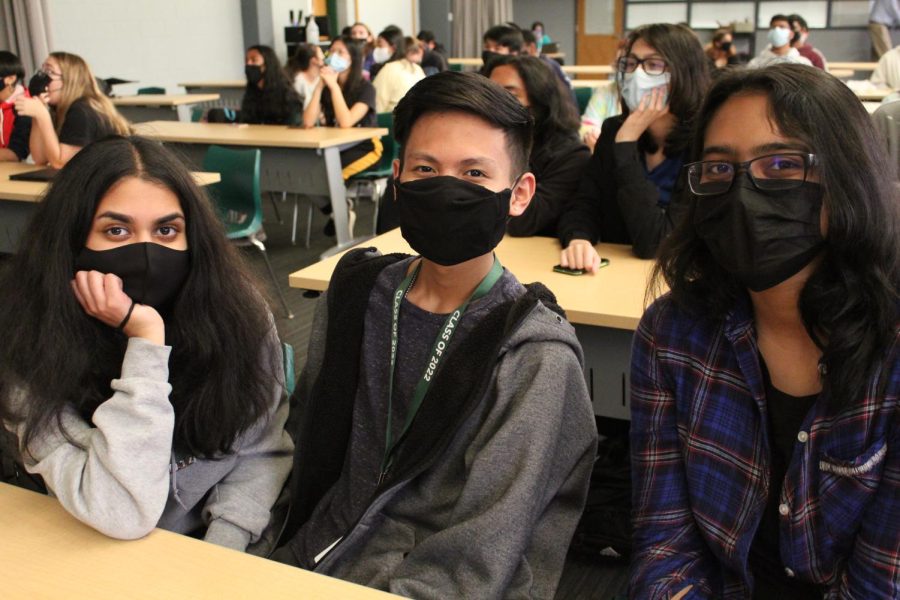 For Rhea Titus 12, Sheza Bajwa 12, and Nick Seto 12, being good friends and watching the episode together in the media center just makes the Anime Club experience better. 