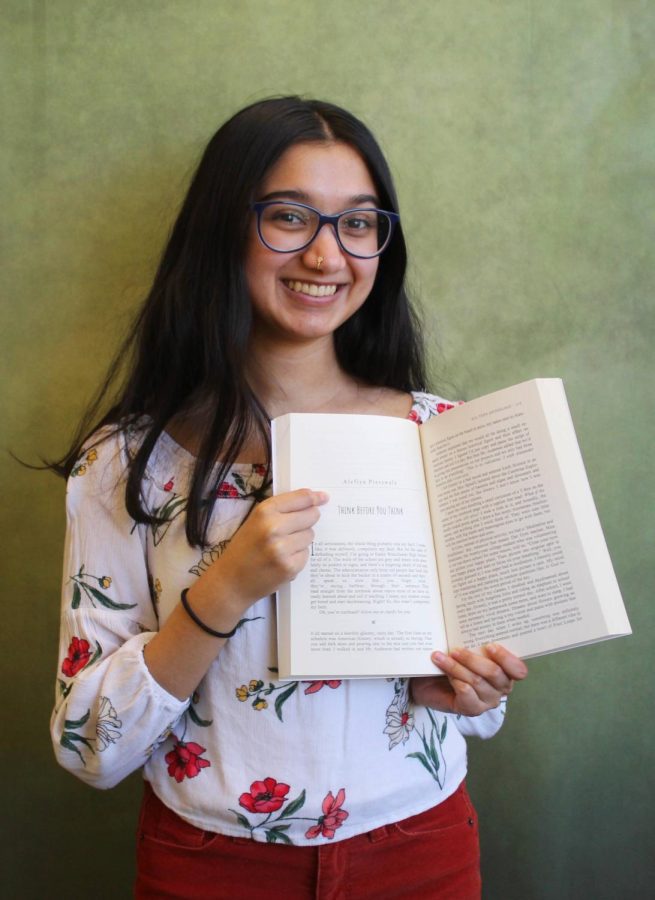 Senior Alefiya Presswala says: I’m really proud of anything that has to do with my writing. One of my biggest accomplishments that means a lot to me is having three short stories published in anthologies.